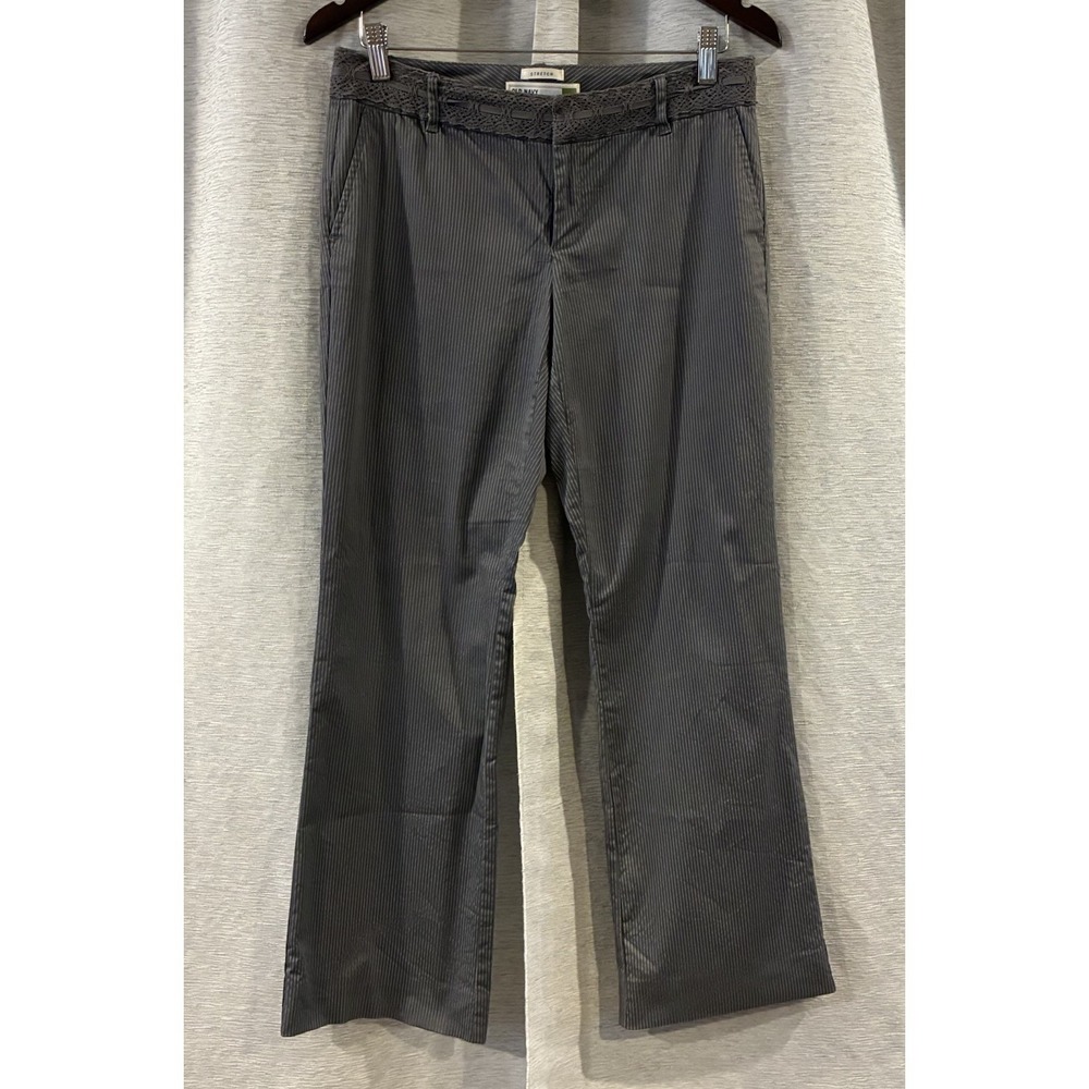 Vintage Y2K Old Navy Pants Womens 6 Gray Pinstripe Mid Rise Bootcut Academia
